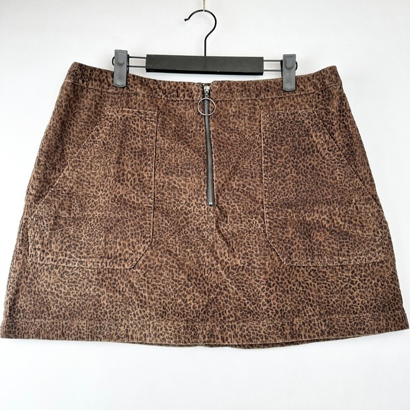Wild Fable Animal Print Front Zip 100% Cotton Mini Skirt | US Size Large - Picture 1 of 8